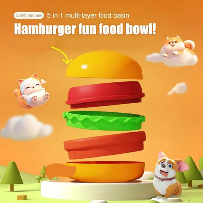 Lovely Hamburger 5 in 1 Pet Bowls