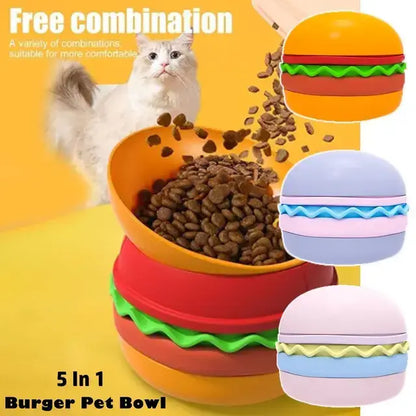 Lovely Hamburger 5 in 1 Pet Bowls