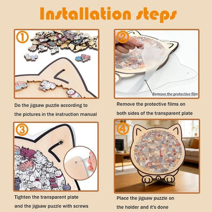 Wooden Cat-Shaped Puzzle Set