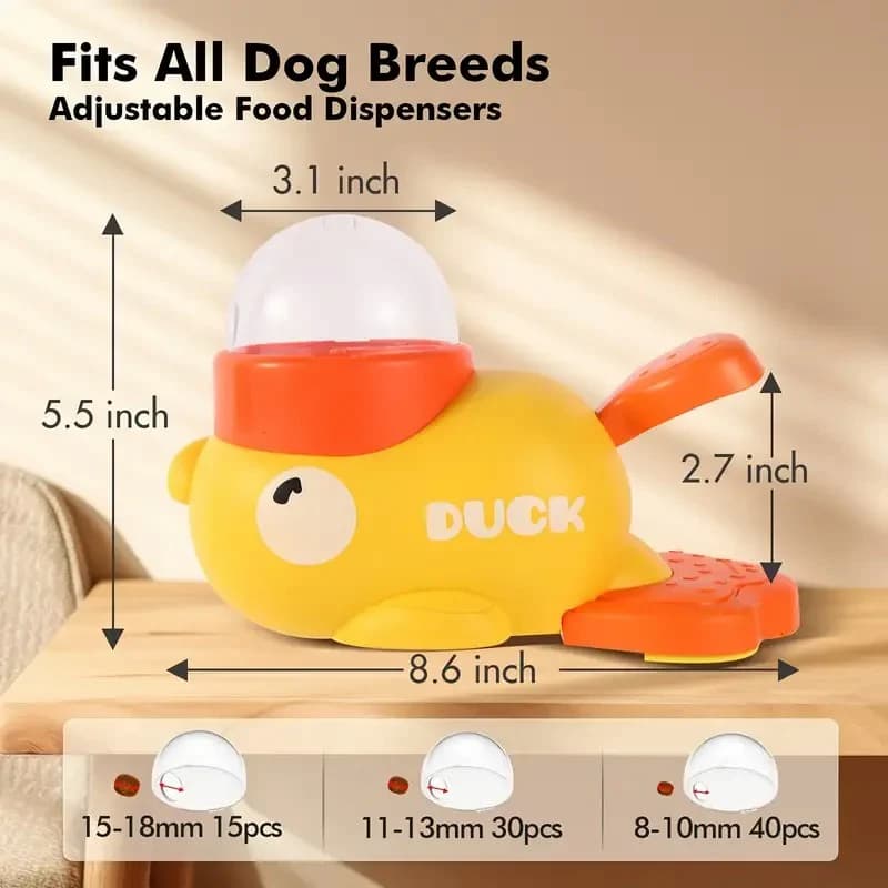Yellow Duck-Shaped Interactive Dog Feeder Toy
