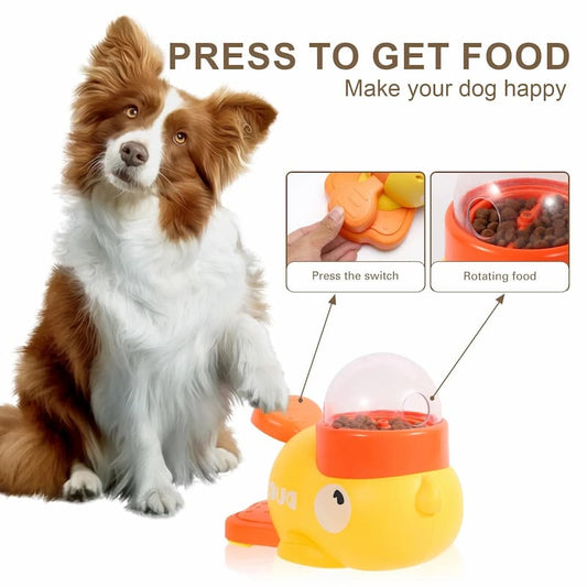 Yellow Duck-Shaped Interactive Dog Feeder Toy