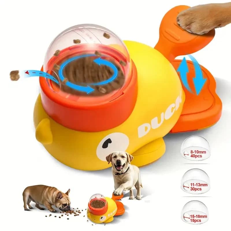 Yellow Duck-Shaped Interactive Dog Feeder Toy